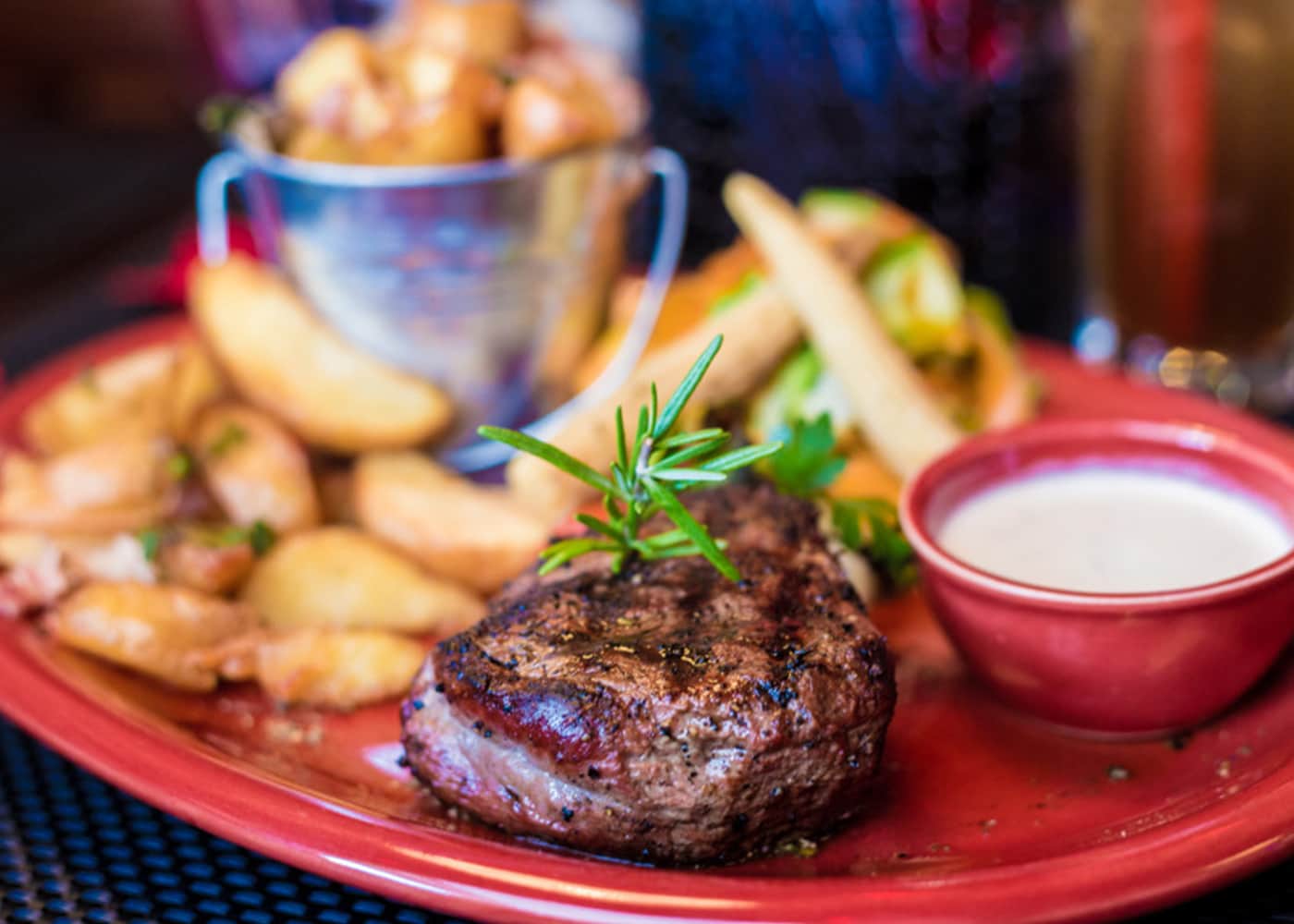 Steak meal from Whiskey in the Jar restaurant in Wroclaw