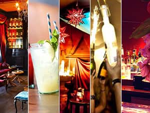 Five tiled images of the best bars in the London Soho area