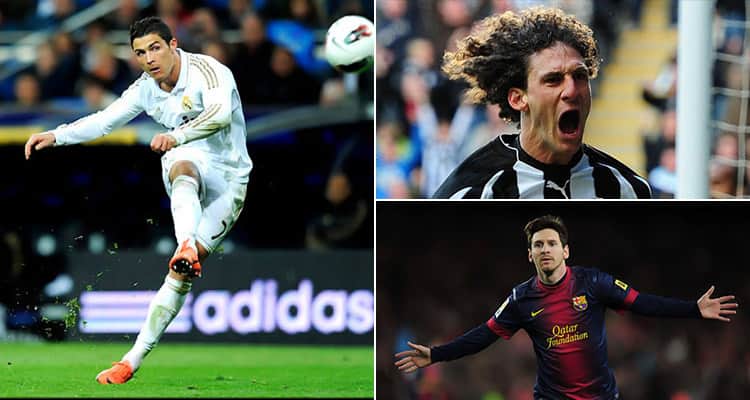 Three tiled images - including one of Messi, Ronaldo and Coloccini