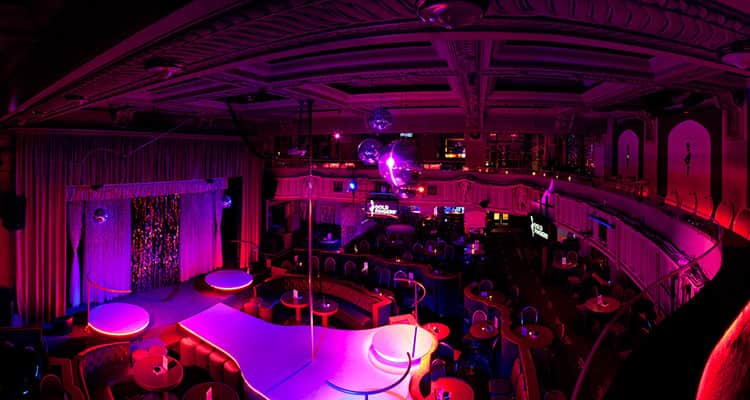 Interiors of Goldfingers Strip Club in Prague