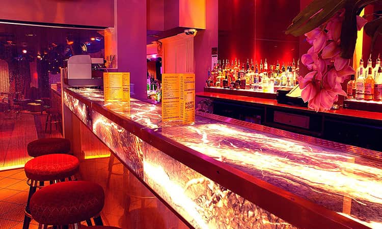 The bar in Strawberry Moon in Shoreditch, London