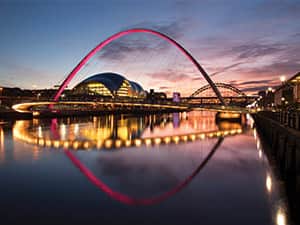 Newcastle bridges at dusk