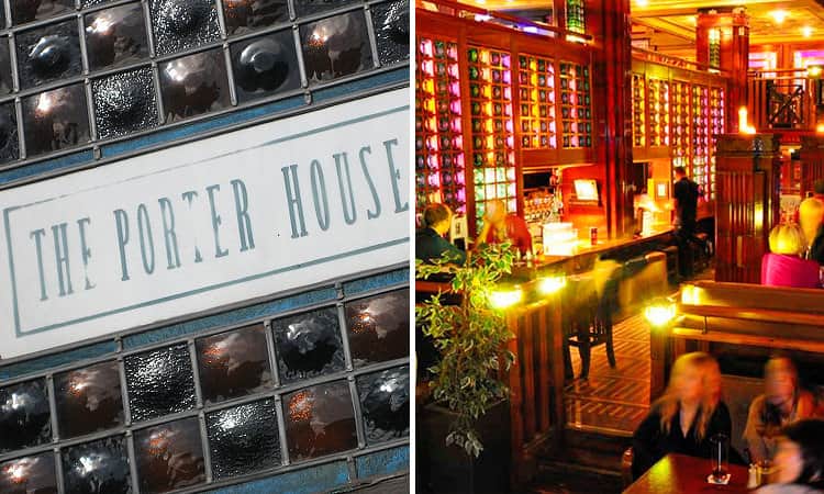 Two tiled images, one of The Porter House exterior and one of the interior