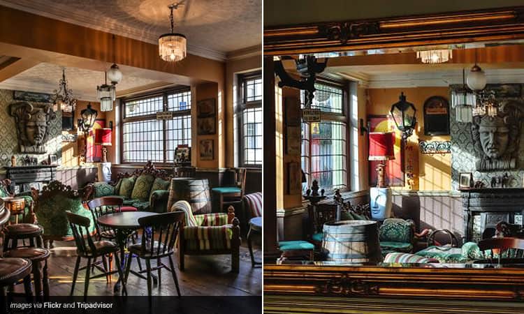 Two tiled images of the interiors of The Prince of Greenwich bar in South East London