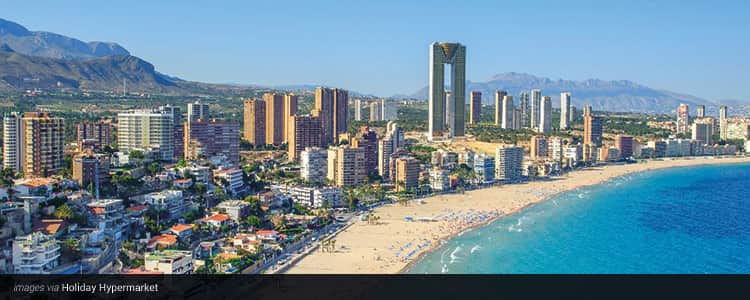 The coast of Benidorm and the buildings in the background during the day