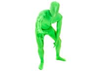 man in neon green morphsuit