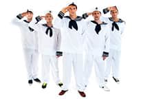 a stag group dressed as sailor and saluting