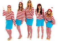 five women dresses in where's wenda costumes smiling