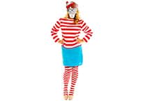 woman in where's wally costume and mask