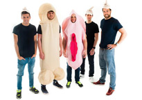 stag group dressed as genitals, standing tall and proud