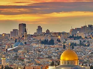 view looking over Bethlehem with the sky in the background