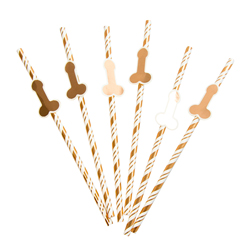 Rose Gold Willy Straws fanned on a white background