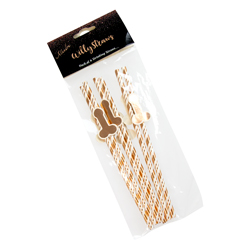 Rose Gold Willy Straws in their packaging isolated on a white background