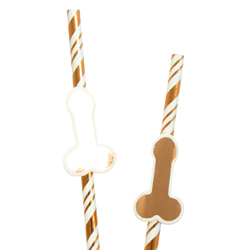 A close up view of two Rose Gold Willy Straws