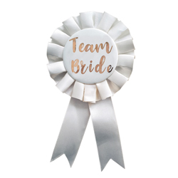 Cream & Gold Team Bride Rosette Badge with white background