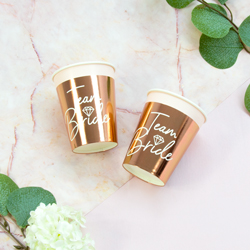 Rose Gold Team Bride Cup single with white background