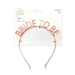 Bride to be metal headband in packaging with white background