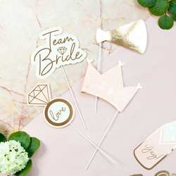 Team Bride Photo Booth Kit 10 item designs with white background close up