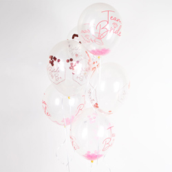 Team Bride Confetti Balloons collection floating