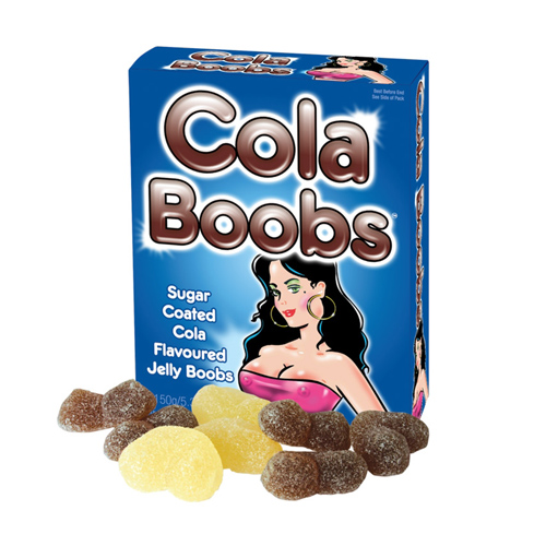 Cola Boobs with a white background and packaging 