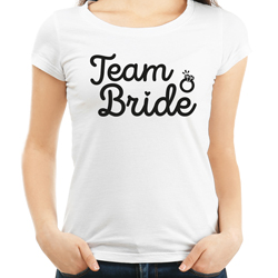 Team Bride T-Shirt (Diamond I Design) on model with white background