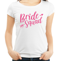 Bride Squad T-Shirt (Arrow Design) on model with white background