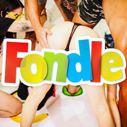 Fondle Fruity Hands On Party Game example game with models with logo