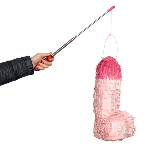 Pinata Holder with model and pinata with white background
