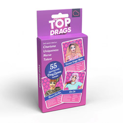 Top Drags card game packagaing isolated on a white background.