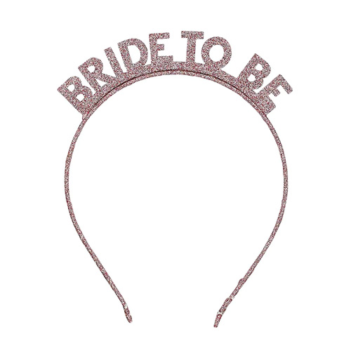 Rose Gold Glitter Bride to Be Headband isolated on a white background.