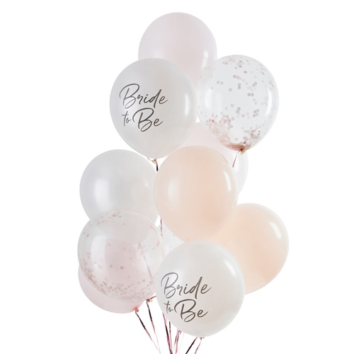 Bride to be balloon bundle isolated on a white background.