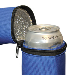 Travel Can Cooler with can inside isolated on a white background.