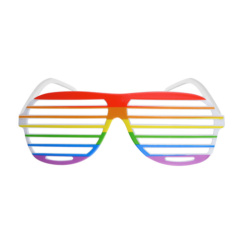 Pride Rainbow Shutter Glasses isolated on a white background.