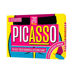 Picasso drawing and guessing game isolated on a white background.