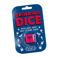 Drinking dice in packaging isolated on a white background.