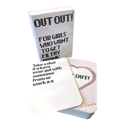 Out Out card game cards isolated on a white background.