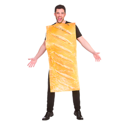 Man wearing sausage roll costume isolated on a white background