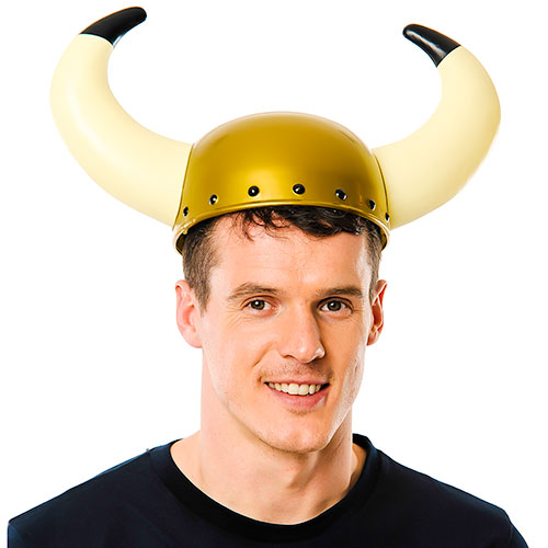 Gold Viking Helmet with White Horns