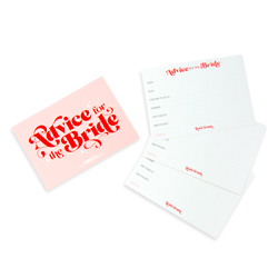 The front and backs of three Advice for the Bride game cards isolated on a white background.