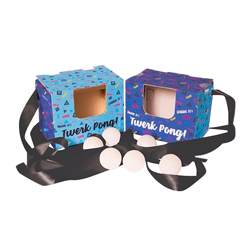 The contents of Twerk Pong on a white background