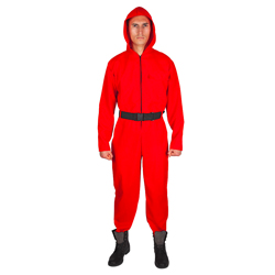 Man wearing Red Jumpsuit on white background