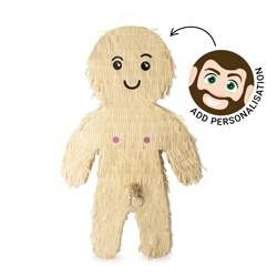Front view of the Willy Man Pinata on a white background