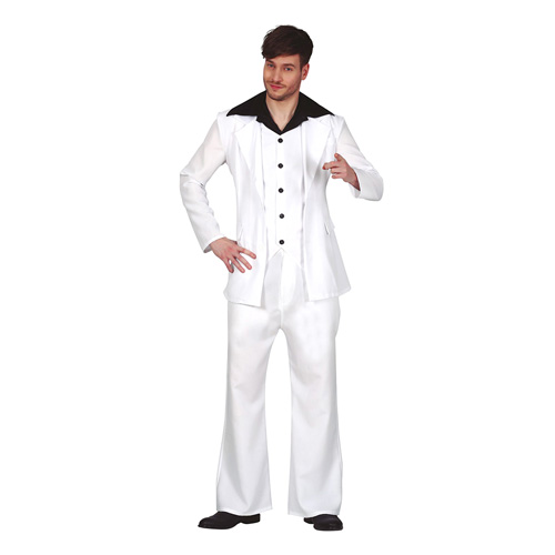 Man wearing Saturday Night Fever Costume on a white background