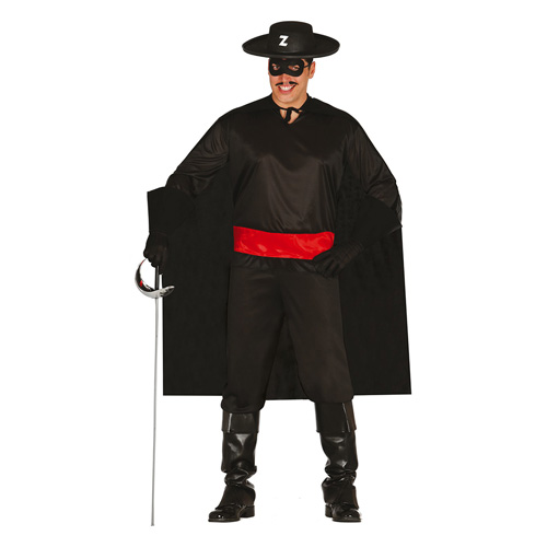 Man wearing Zorro Costume on a white background