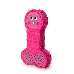 Front view of Pink Penis Pinata with on a white background
