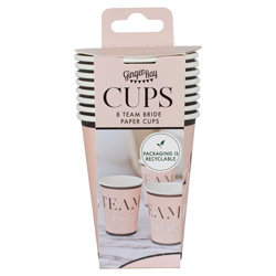 A set of 8 team bride paper cups in a pack