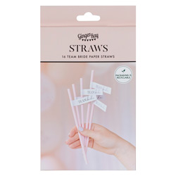 A pack of 16 bride paper straws