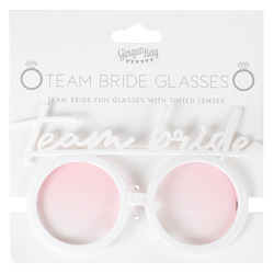 A pair of team bride tinted glasses in a pack