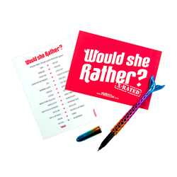 Last Night of Freedom's X-Rated Would She Rather card game isolated on a white background