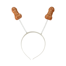 Rose gold willy boppers on a white background